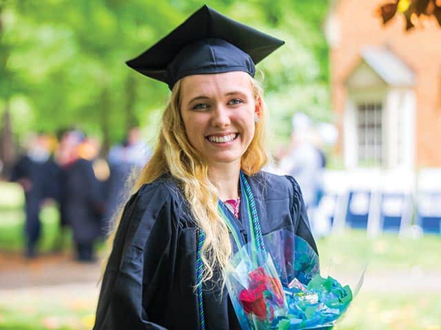 A graduate at Regent University's commencement ceremony in Virginia Beach.